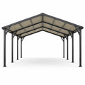 Pavillon de jardin en métal anthracite avec toit rigide translucide beige, 600 × 300 × 280 cm