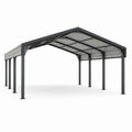 Abri pour véhicule moderne 600 × 300 × 250 cm, structure métallique gris anthracite avec toiture translucide en polycarbonate