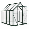 Serre de jardin en aluminium vert foncé et polycarbonate transparent, 244 × 183 × 215 cm, porte battante
