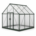 Serre de jardin en aluminium vert et polycarbonate translucide, 250 × 190 × 195 cm, toit à deux pentes