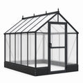 Serre de jardin en aluminium noir et polycarbonate transparent avec porte battante, 250 × 190 × 195 cm