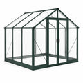 Serre de jardin en aluminium vert foncé avec panneaux transparents et double porte, 190 × 190 × 195 cm