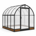Serre de jardin 240 × 180 × 210 cm avec structure noire, panneaux translucides et finitions marron