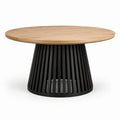Table à manger ronde en bois naturel et métal noir, Ø 120 × H 76 cm, style moderne
