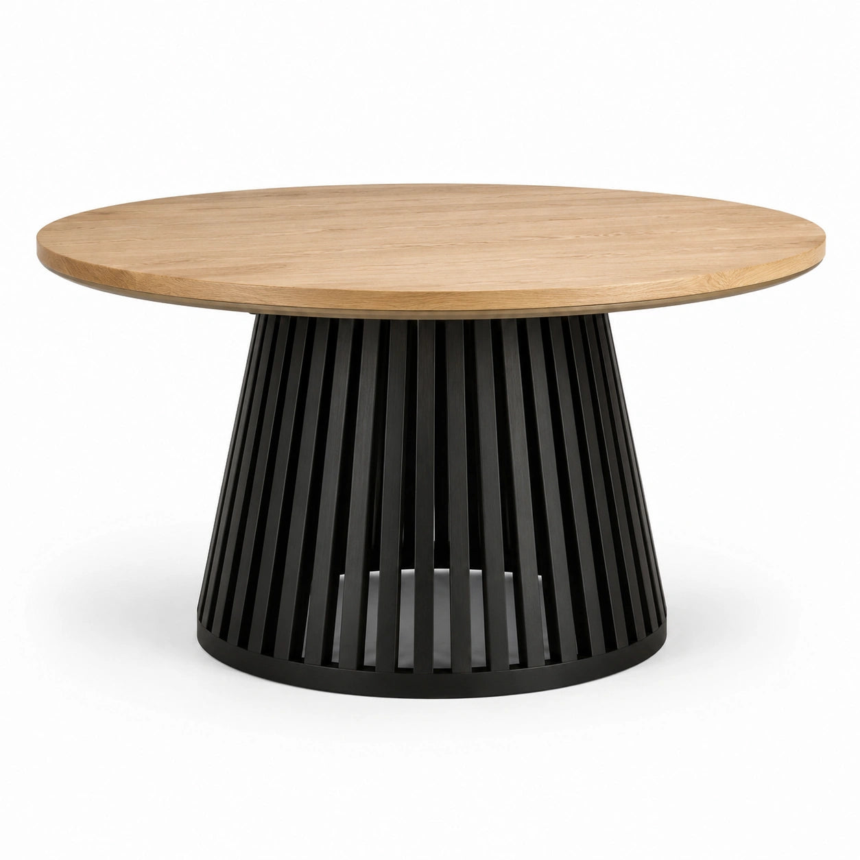 Table à manger ronde en bois naturel et métal noir, Ø 120 × H 76 cm, style moderne
