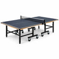 Table de ping-pong pliable et mobile 274 × 152,5 × 76 cm, bleu foncé et noir, filet inclus
