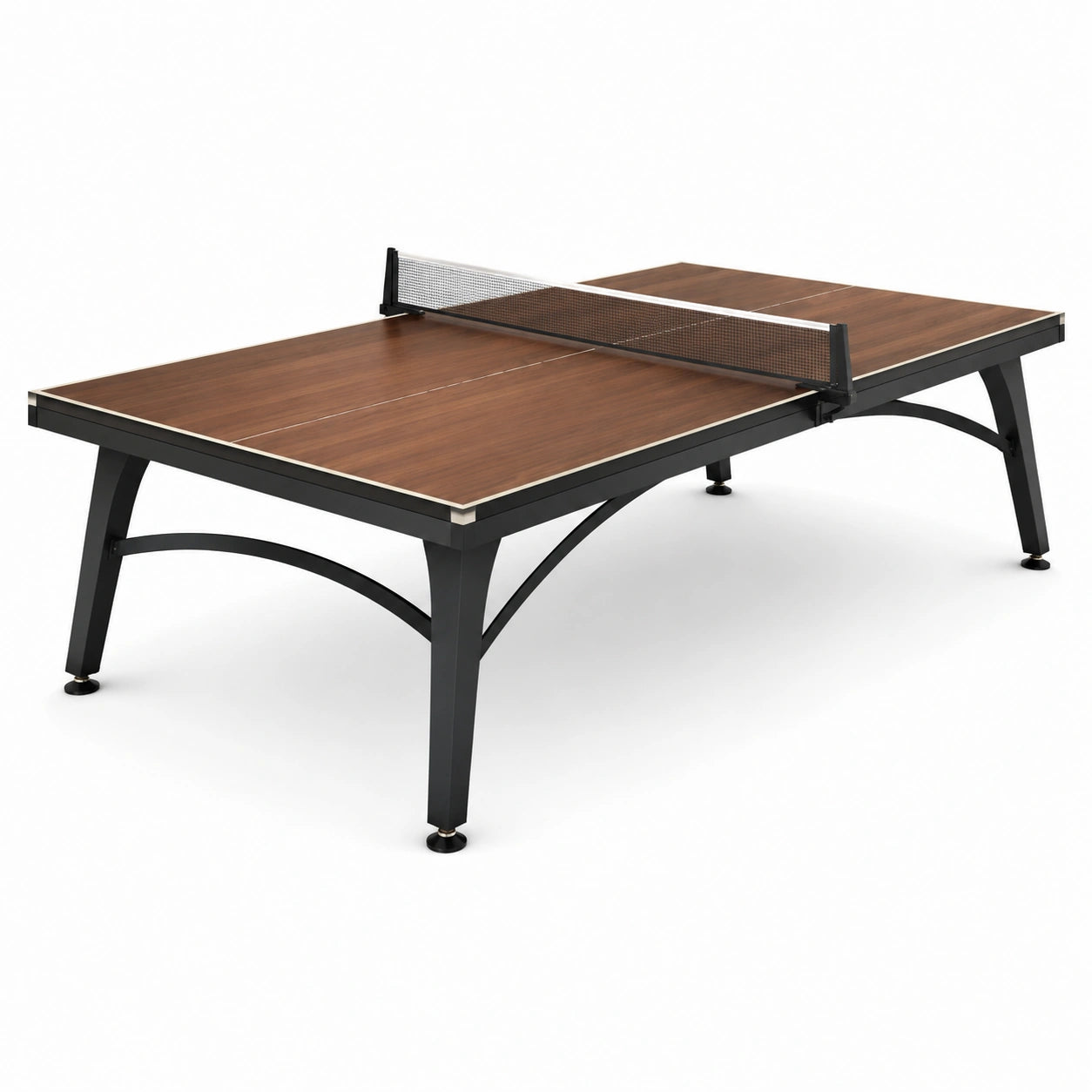 Table de tennis de table avec filet, marron, noire et blanche, 274 × 152,5 × 76 cm