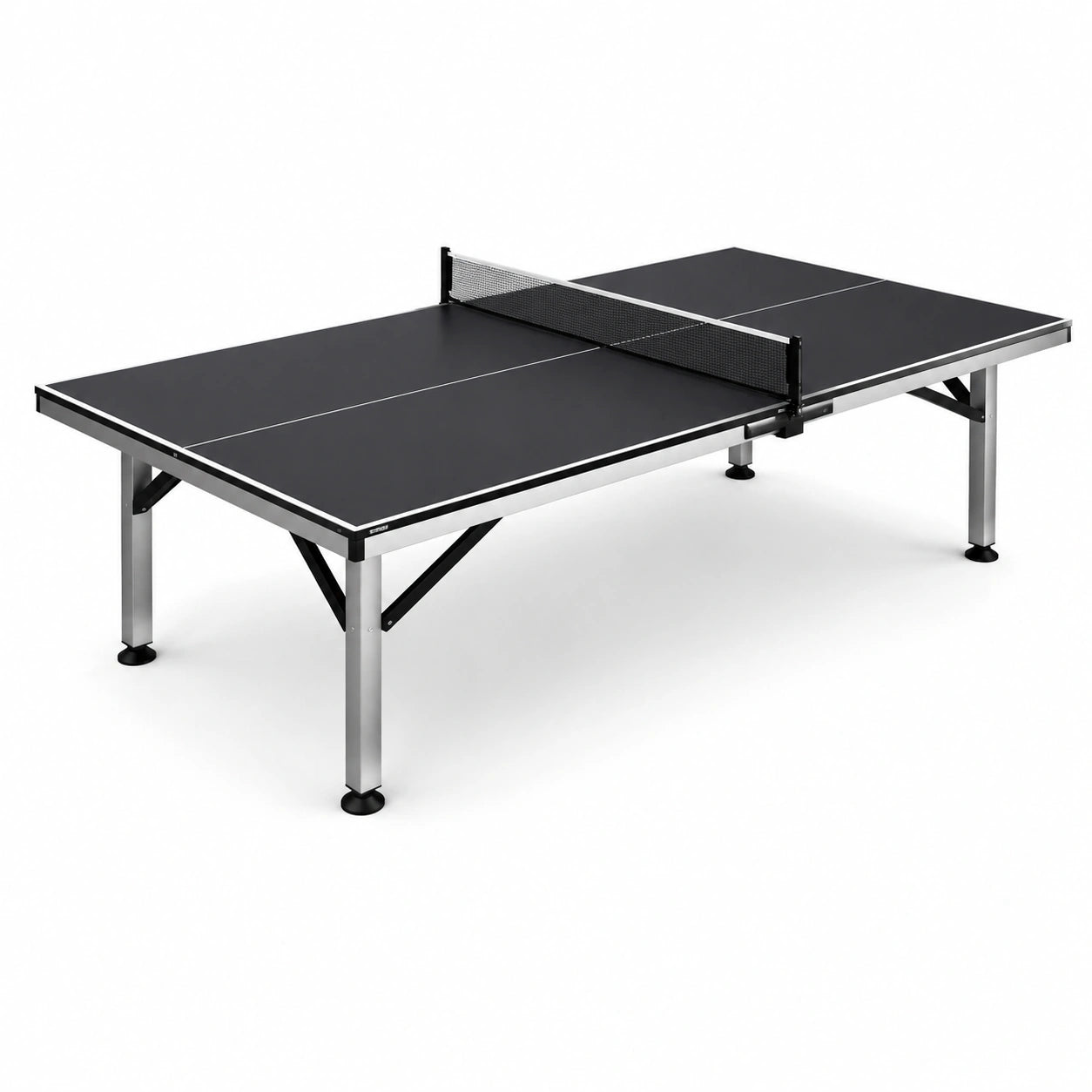 Table de ping-pong intérieure noire 274 × 152,5 × 76 cm avec structure métallique argentée