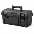 Boîte à outils noire en plastique rigide 53 × 27 × 25 cm avec poignée rabattable et double fermeture