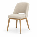 Chaise rembourrée en tissu beige avec pieds en bois naturel, 52 × 58 × 82 cm, style scandinave
