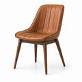 Chaise rétro en similicuir cognac avec pieds en bois brun, 58 × 62 × 86 cm