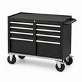 Servante d’atelier mobile en acier noir et argent, 109 × 52 × 100 cm, 8 tiroirs verrouillables