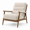 Fauteuil en bois brun et tissu beige avec accoudoirs, 75 × 82 × 88 cm