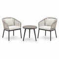 Salon de jardin 3 pièces avec 2 fauteuils 62 × 65 × 80 cm et table ronde Ø 55 × 50 cm, noir, beige, grège et ivoire
