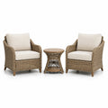 Salon de jardin 3 pièces beige, taupe et brun avec 2 fauteuils de 77 × 82 × 88 cm et table ronde de 55 × 55 cm